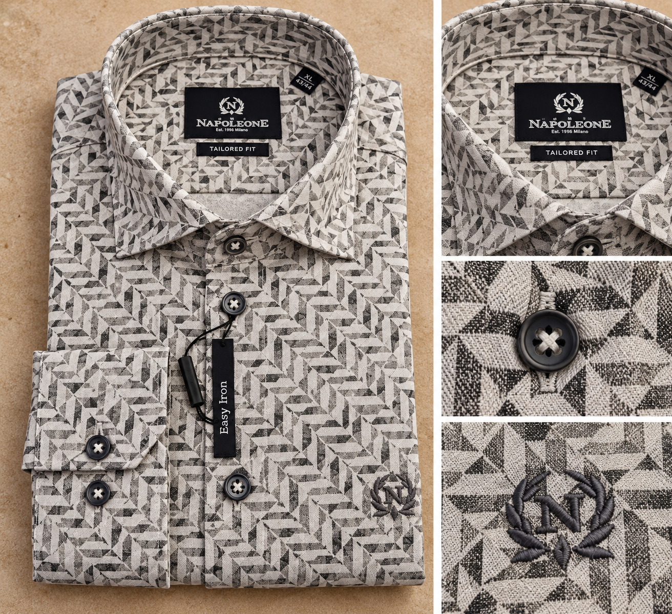 Black & Grey Geometric Print Shirt