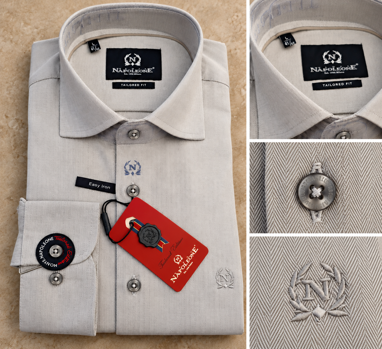 Light Grey Herringbone Shirt